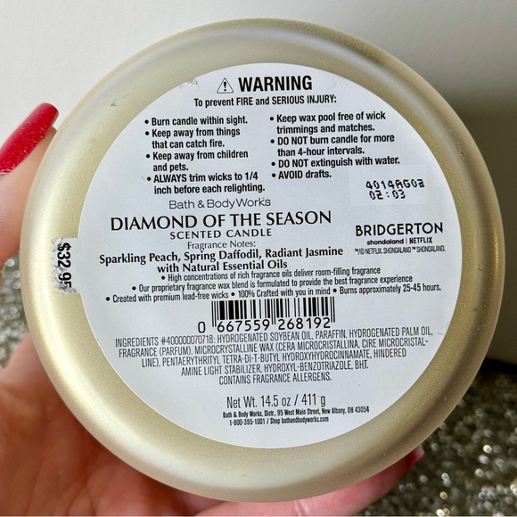 Bath & Body Works 3 Wick Candle Diamond of the Season Bridgerton Collection NWT - Picture 5 of 5